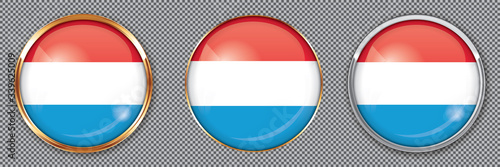 Round buttons with flag of Netherlands on transparent background