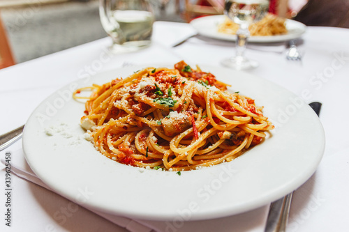 Restaurant in Italy. Italian food.spaghetti