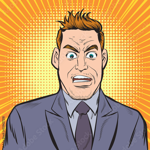 Business people are afraid. Pop art retro hand drawn style vector design illustrations.
