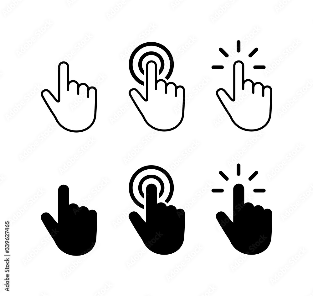 Hand Cursor icons set, click icon vector design Hand Cursor icons set, click icon vector design