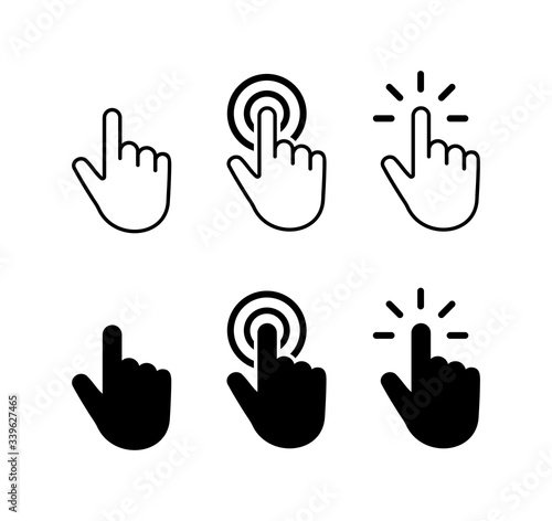 Hand Cursor icons set, click icon vector design