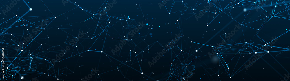 Digital plexus of glowing lines and dots. Abstract background. Ultra wide illustration. Network or connection. 3d rendering. Digital plexus of glowing lines and dots. Abstract background. Ultra wide illustration. Network or connection. 3d rendering.