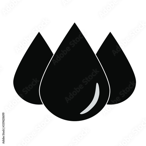 Vector image, icon or illustration of oil drops on white background