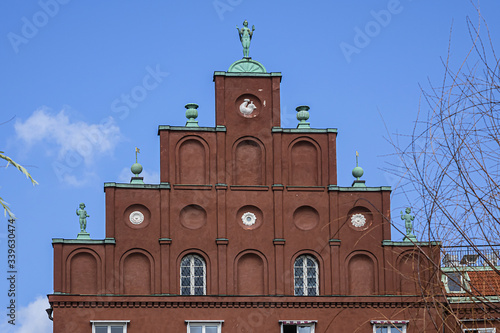 Beautiful architecture of ancient buildings on the Norr Malarstrand. Norr Malarstrand (Northern Shore of Malaren) is a street on Kungsholmen Island in central Stockholm, Sweden. photo