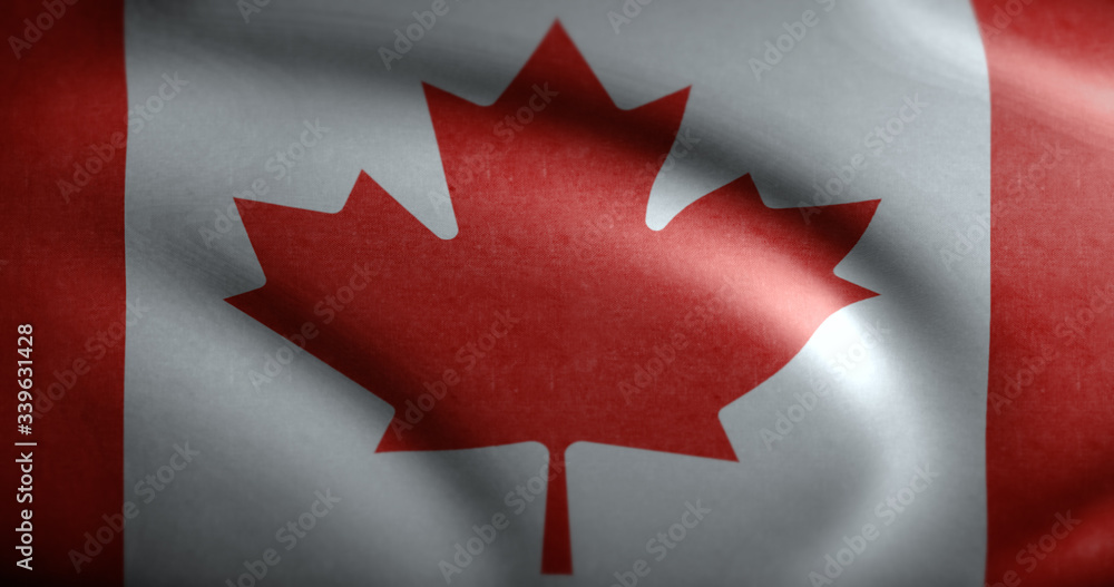 National flag of Canada waving on the wind