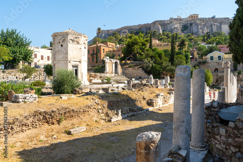 Old ruins of Athens. Amazing architecture of Greece. This is UNESCO WHS. August, 2019.