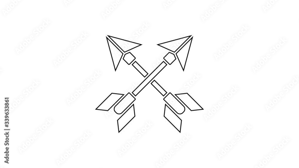 Black line Crossed arrows icon isolated on white background. 4K Video motion graphic animation Black line Crossed arrows icon isolated on white background. 4K Video motion graphic animation