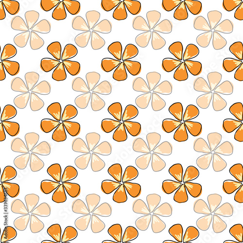 Faded flowers, seamless Vector repeat pattern orange on white background surface design