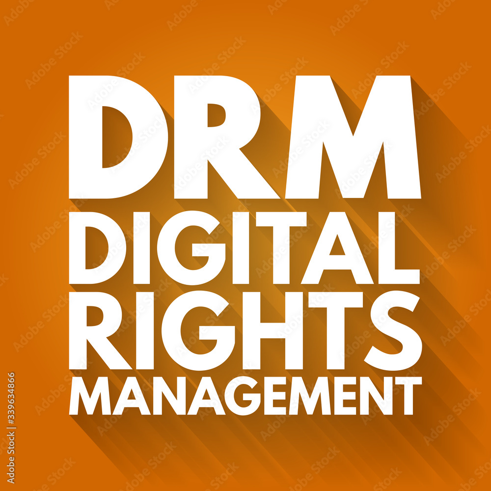 Fototapeta premium DRM - Digital Rights Management acronym, technology business concept background