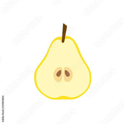 Yellow pear in cut icon flat design