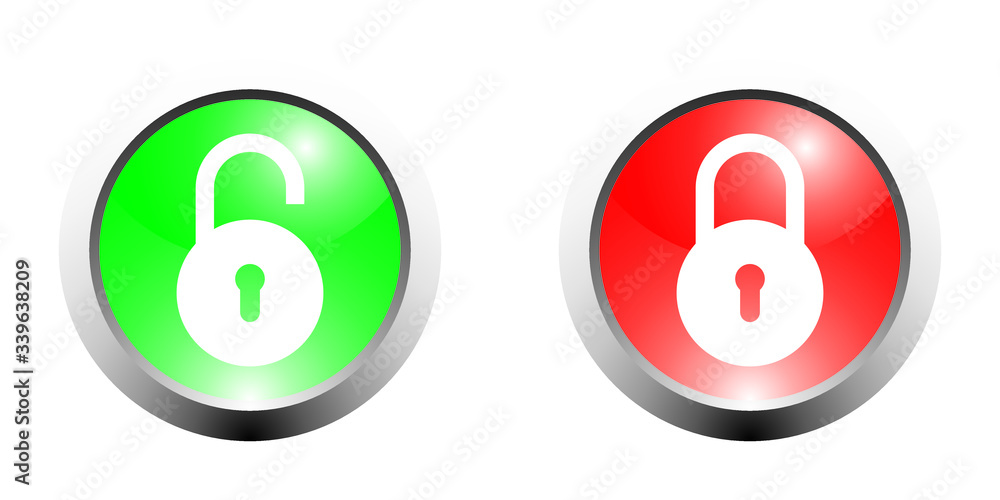 Key lock and unlock buttons for web design Key lock and unlock buttons for web design