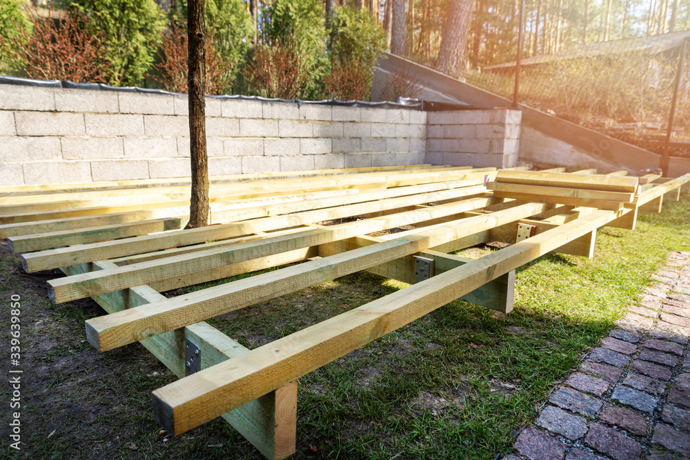 backyard terrace construction - wooden frame for patio deck backyard terrace construction - wooden frame for patio deck