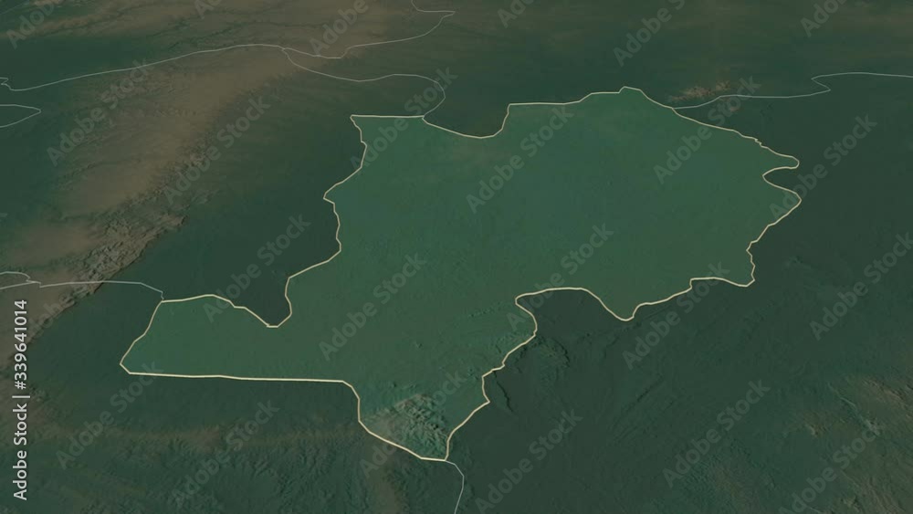 Ebonyi, state with its capital, zoomed and extruded on the relief map of Nigeria in the conformal Stereographic projection. Animation 3D Ebonyi, state with its capital, zoomed and extruded on the relief map of Nigeria in the conformal Stereographic projection. Animation 3D