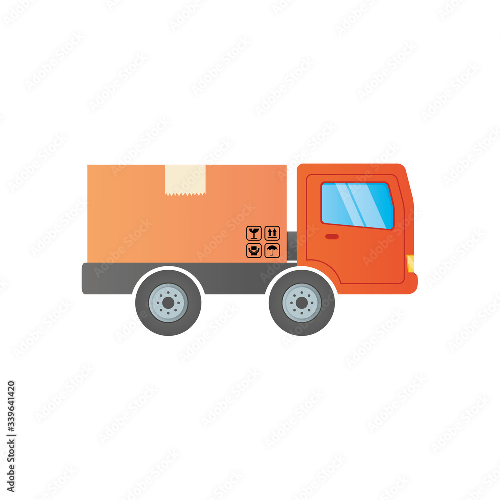 shopping online concept, cargo truck with box icon, detailed style shopping online concept, cargo truck with box icon, detailed style