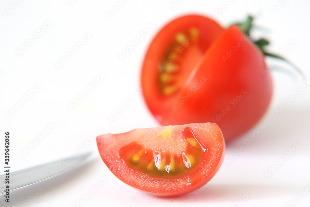 Mini panicle tomatoes on white background Mini panicle tomatoes on white background