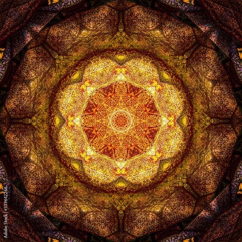 Abstract Mosaic Background ilustration, symmetrical kaleidoscope pattern, geometric mandala graphic design