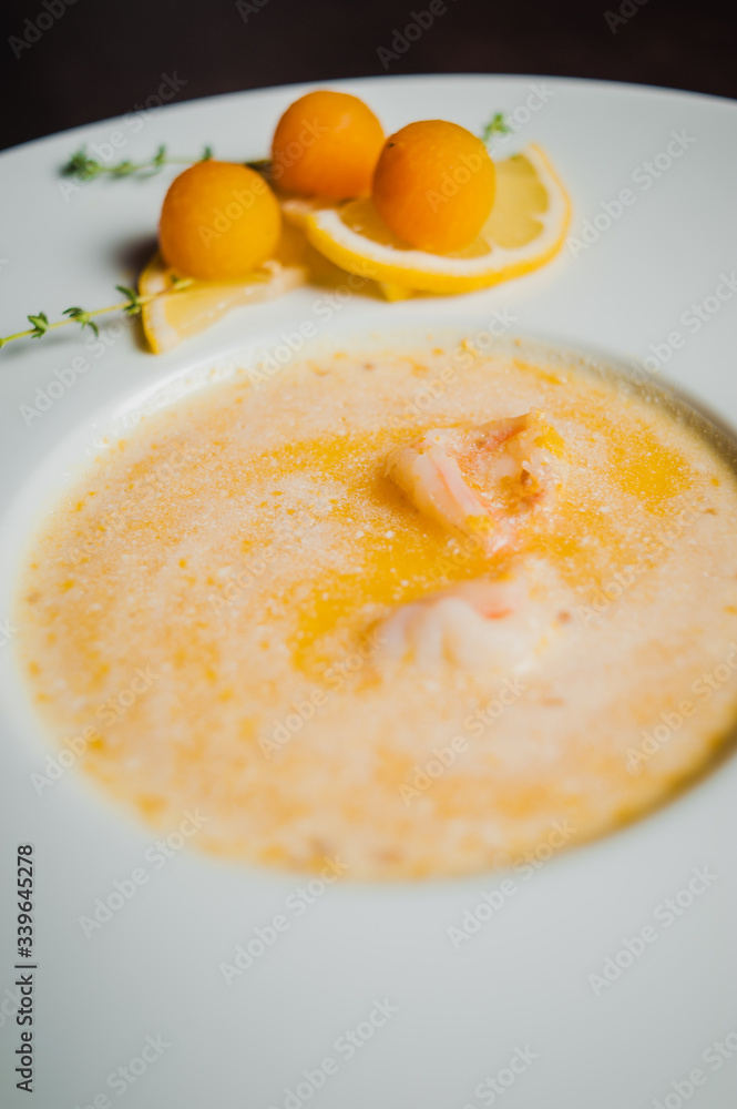 delicious cream soup with shrimps delicious cream soup with shrimps