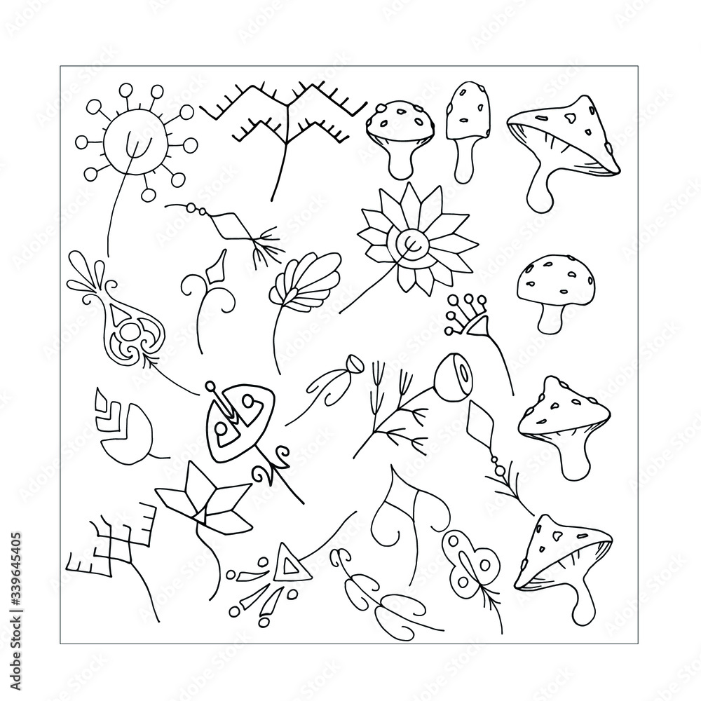 Obraz premium hand drawn vector illustration of an abstract floral ornament
