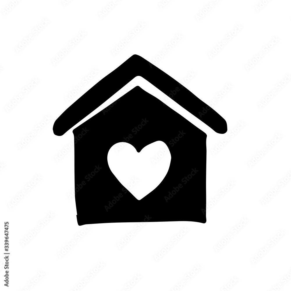 Cute vector illustration. simple doodle style drawing. home and heart. symbol of self-isolation, stay home. sweet home icon, favorite home. real estate, realtor. Cute vector illustration. simple doodle style drawing. home and heart. symbol of self-isolation, stay home. sweet home icon, favorite home. real estate, realtor.