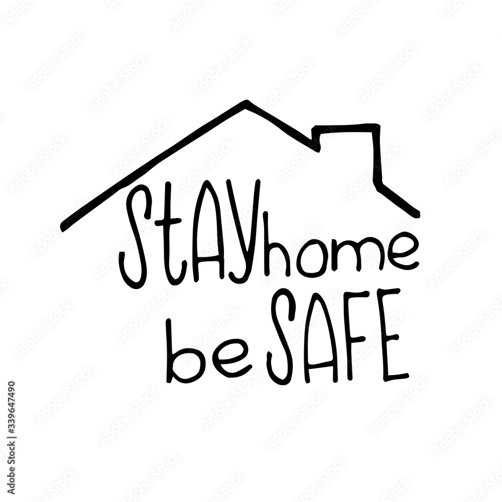 
simple cute lettering on the theme stay home. doodle style vector illustration. icon stay home. call to stop the covid-19 virus