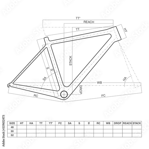 Basic dimensions of on-road bicycle frame model. Frame building. Understanding Bicycle Geometry