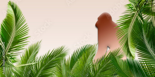 Ilustración que representa la vegetación de la jungla por donde transcurre un simio. photo