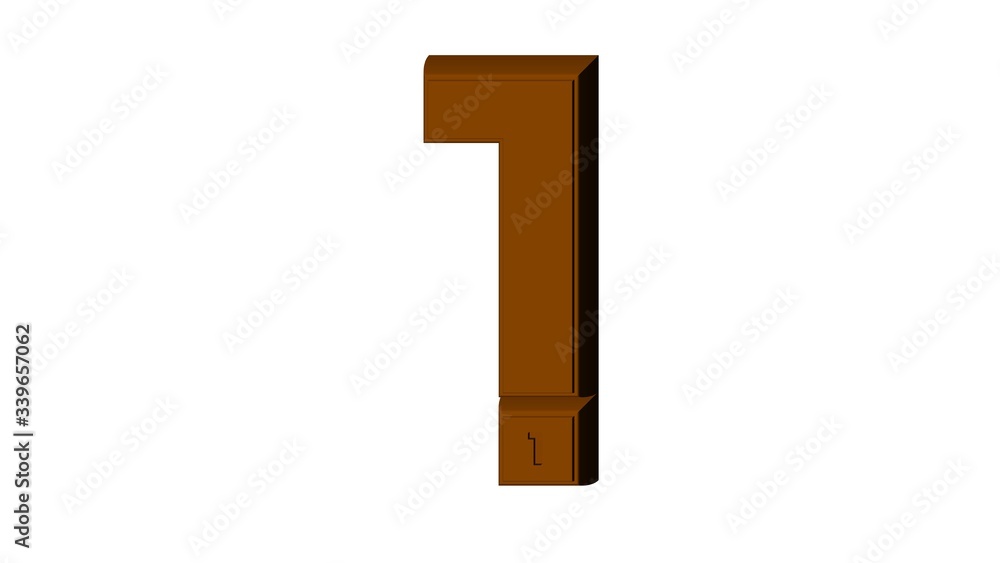 3D NUMBER MADE OF BROWN CHOCOLATE TEXTURE : 1 ONE 3D NUMBER MADE OF BROWN CHOCOLATE TEXTURE : 1 ONE