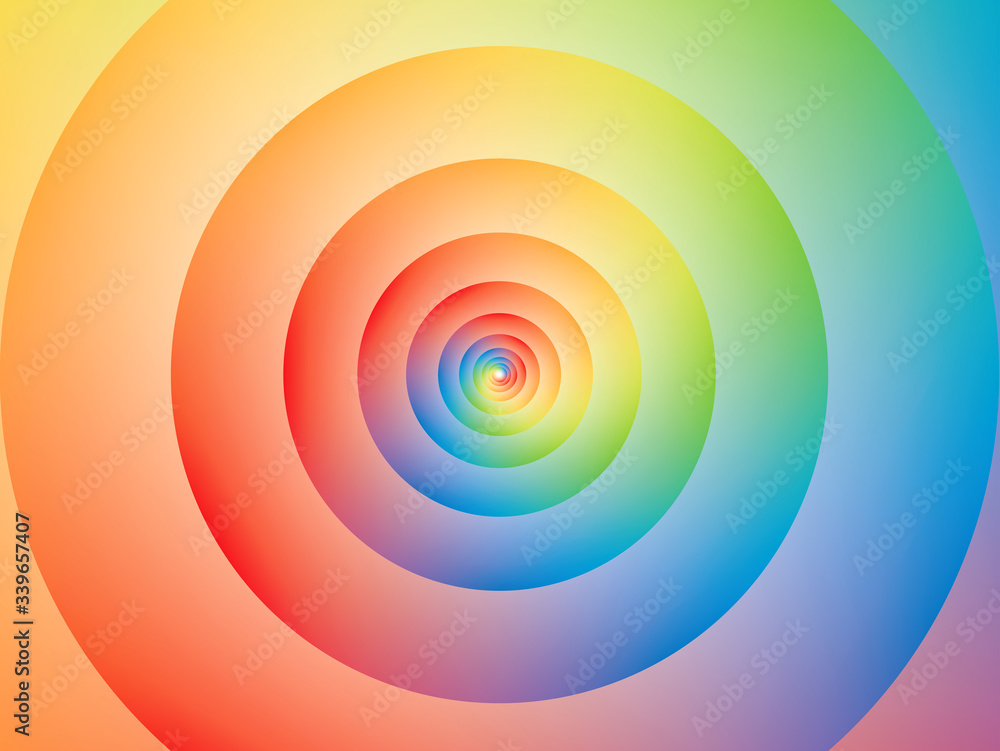 Color wheel circle with blended colors. Abstract rainbow gradient with concentric circles - obrazy, fototapety, plakaty 