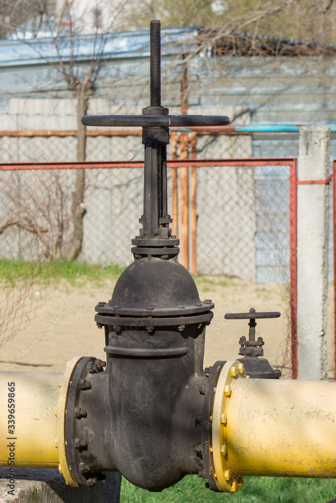 Big trunk gas tap. Gas supply to industrial enterprises and residential building. Big trunk gas tap. Gas supply to industrial enterprises and residential building.