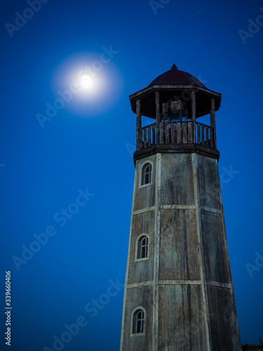 View of the old vintage lighthouse during the Night