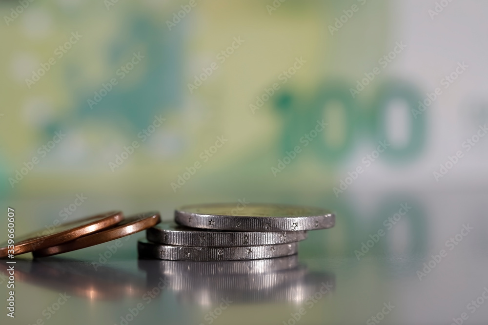Small pile of a few coins Small pile of a few coins