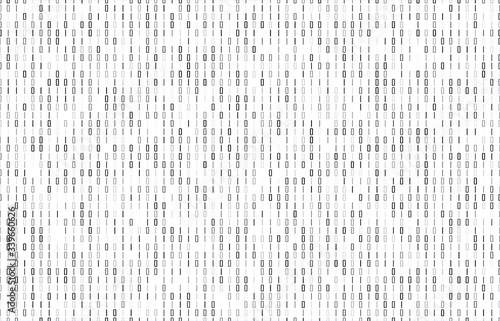 Stream of Binary code black and white background with two binary digits, 0 and 1 isolated on white background on screen. Abstract Data and technology, decryption and encryption matrix  halftone effect