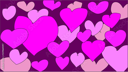 Hand drawn of heart shape on purple background.