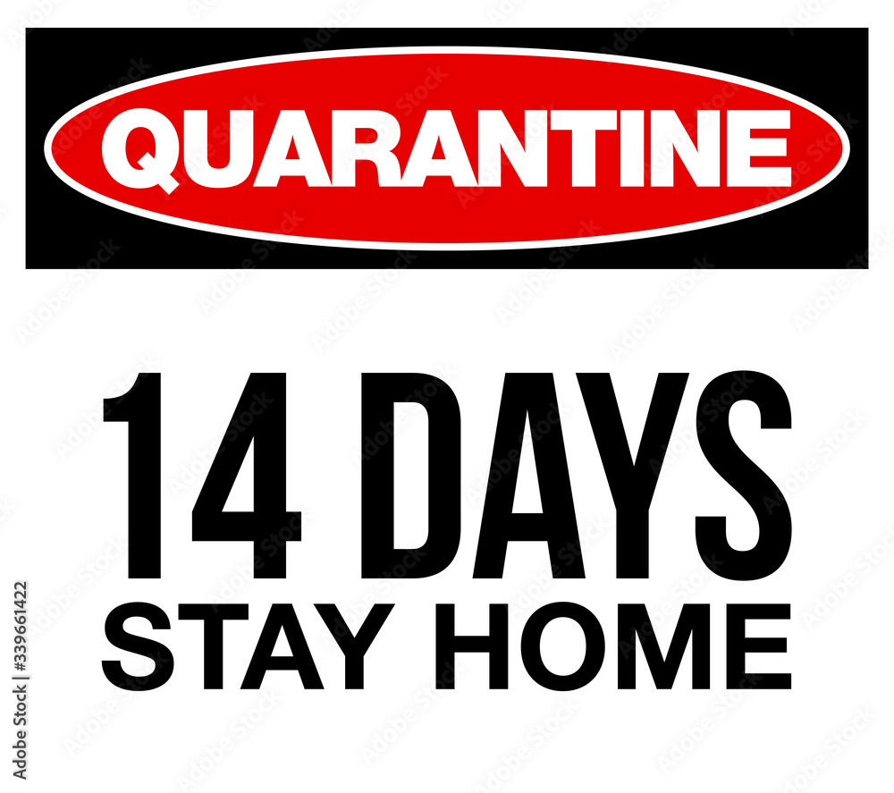 Obraz premium please stay home quarantine warning and attention icon sticker. house with location icon danger sign, COVID19 epidemic and pandemic symbol. prevention 14 days quarantine logo template sticker