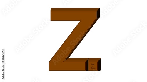 3D ENGLISH ALPHABET MADE OF BROWN CHOCOLATE TEXTURE : Z