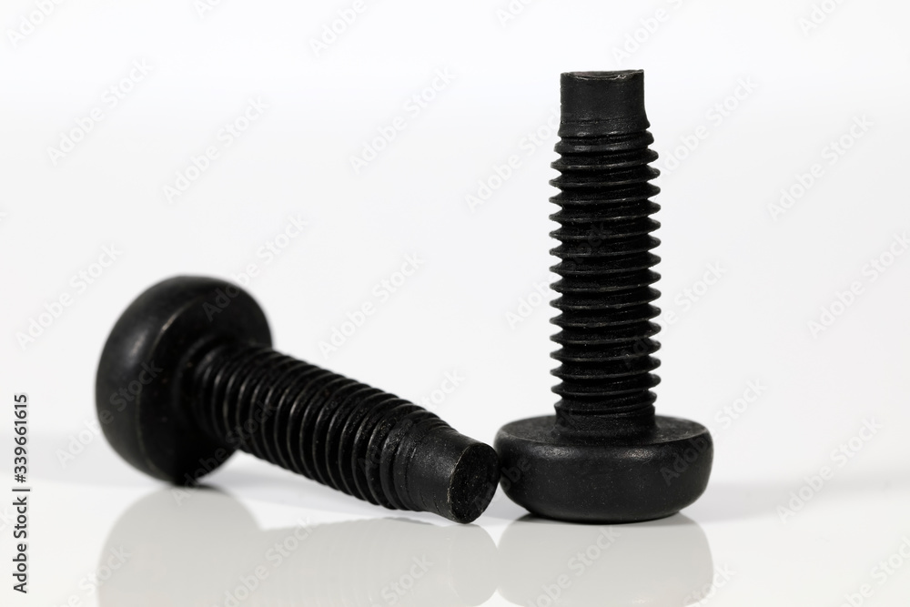 Two black special purpose bolts Two black special purpose bolts