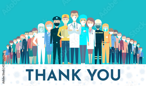 Postcard. Thank you. Honor for the work doctors, nurses, rescuers, delivery services, postmen, fireman, policeman, social workers, health care workers, salesmen. Covid-19, Coronavirus, Pandemic