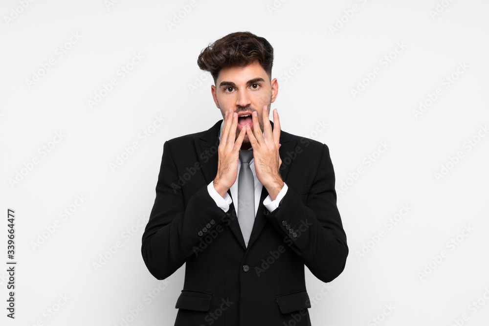 Young businessman over isolated white background with surprise facial expression Young businessman over isolated white background with surprise facial expression