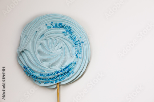 blue cream protein on a white background, meringue