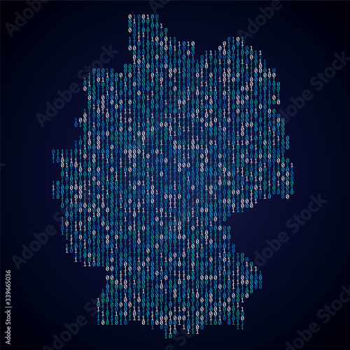 Germany country map made from digital binary code