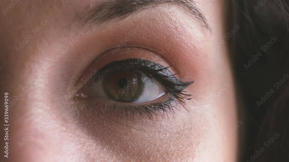 eyes with makeup close-up. the girl's eyes look into the camera eyes with makeup close-up. the girl's eyes look into the camera