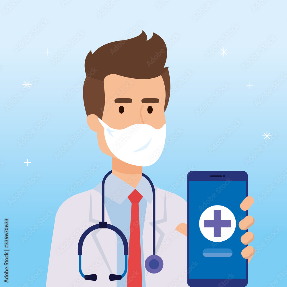 medicine online technology with doctor and smartphone vector illustration design medicine online technology with doctor and smartphone vector illustration design