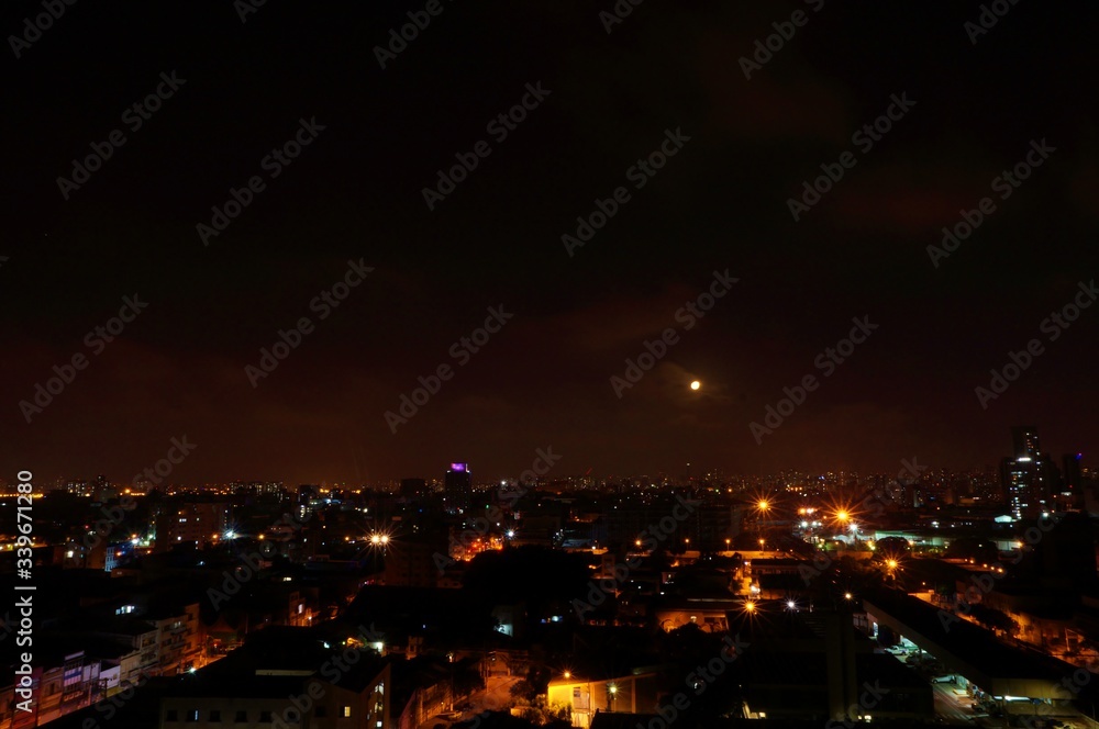 São Paulo night view and moon