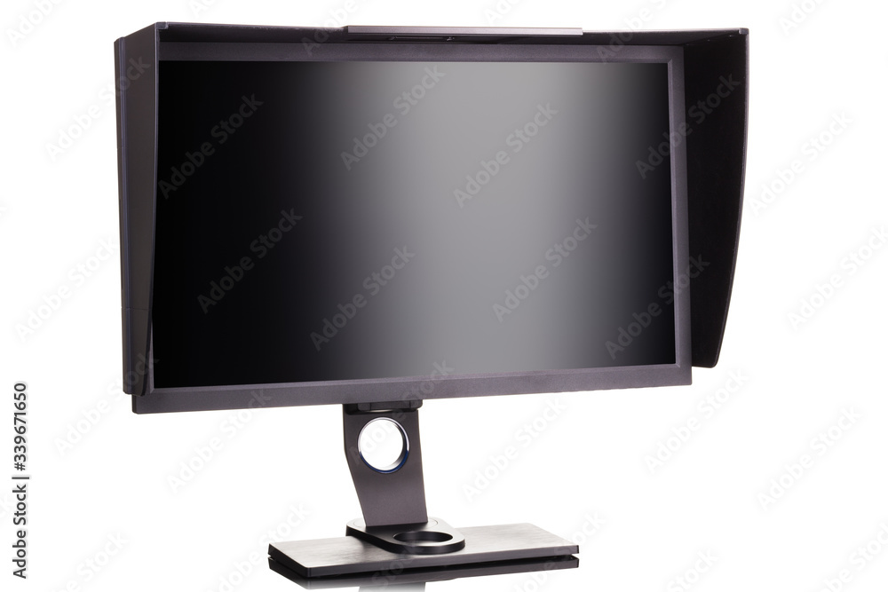 Professional photographer monitor with shading hood isolated on white Professional photographer monitor with shading hood isolated on white