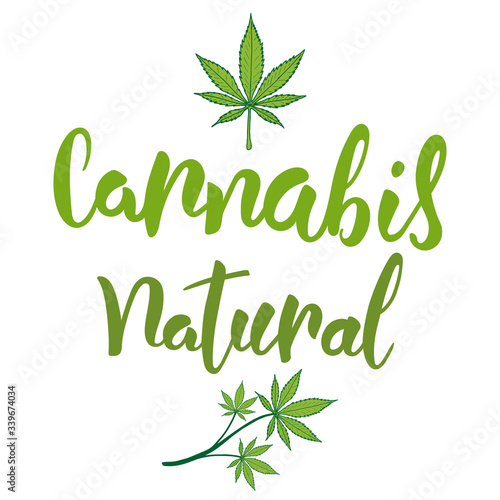 Cannabis natural hand lettering text