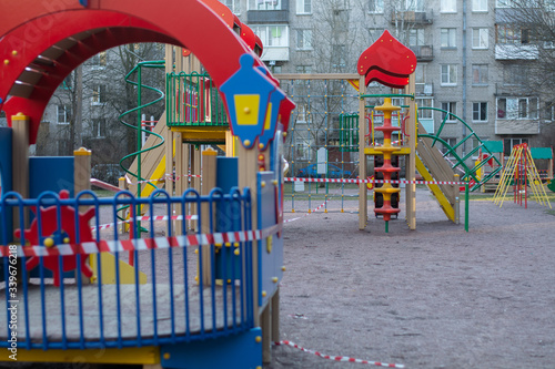 The playground is closed due to the Covid19 virus. It is forbidden to be on the playground.