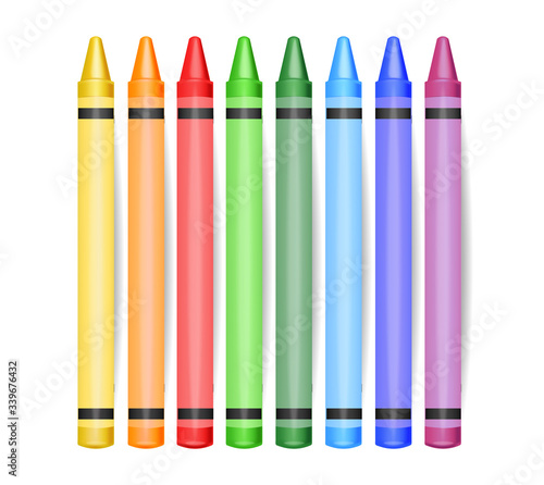 Realistic crayons isolated, beautiful colors, crayons set, back to school, school banner, vector illustration