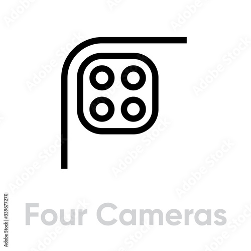 Four Cameras Phone Multi-Cameras icon. Editable line vector.