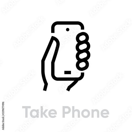 Take Phone Cameras icon. Editable line vector.