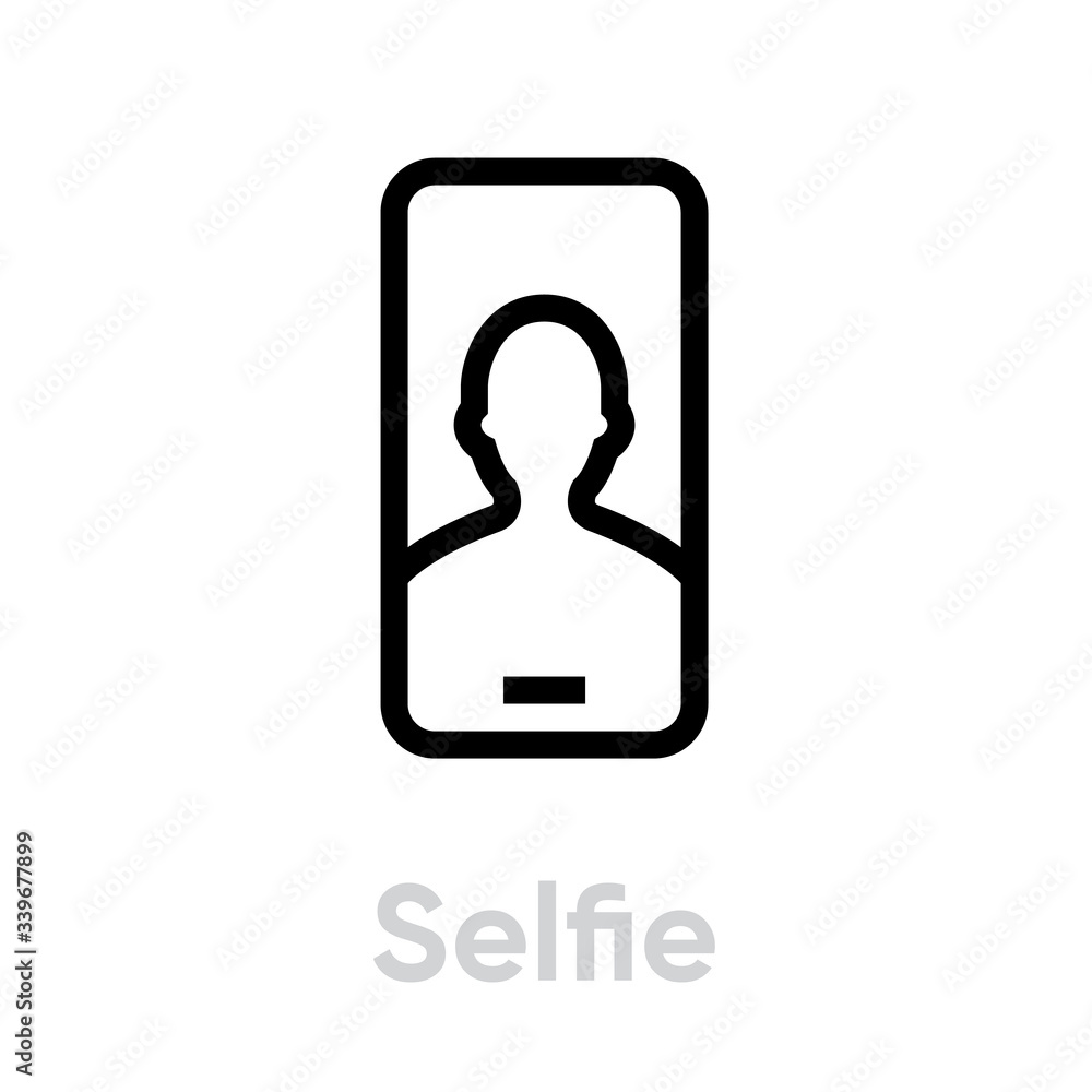 Selfie Phone Camera icon. Editable line vector. Selfie Phone Camera icon. Editable line vector.